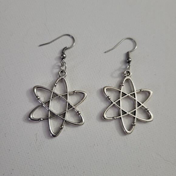 atom shaped earrings, stainless steel hooks - Picture 2 of 3